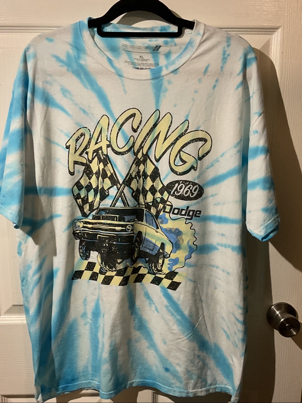 Dodge Tie-Dye Racing Graphic Tee - Blue / White